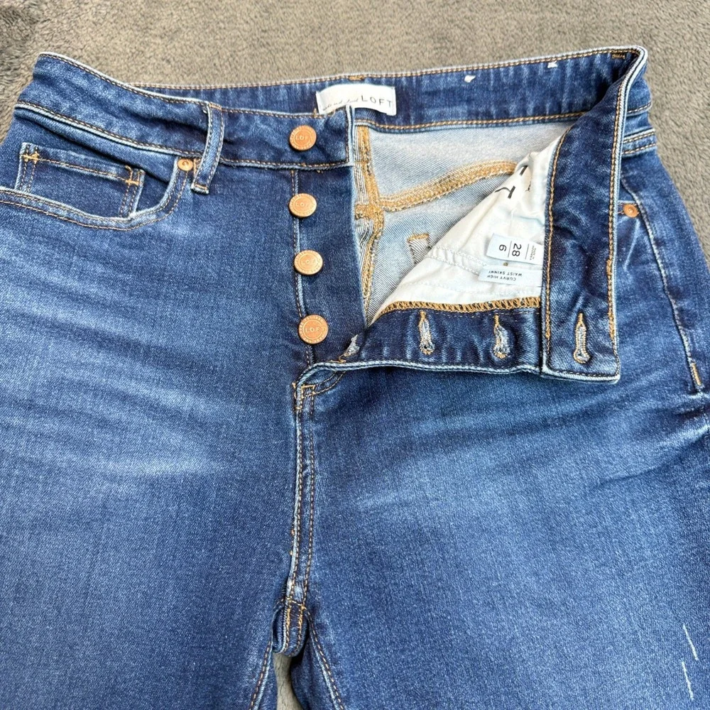 Loft Denim Jeans Size 6 Women Blue Medium Wash Button Fly Raw Hem‎ - Picture 6 of 12